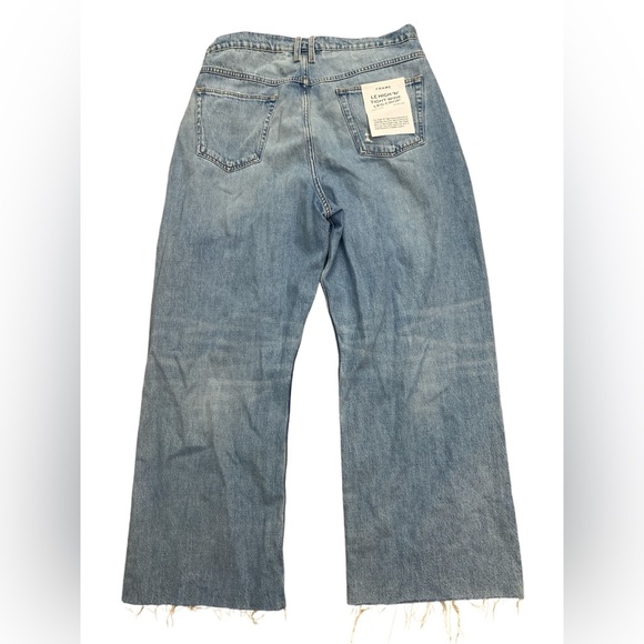 frame le high 'n' tight wide-leg crop jeans downpour rips - Picture 4 of 11